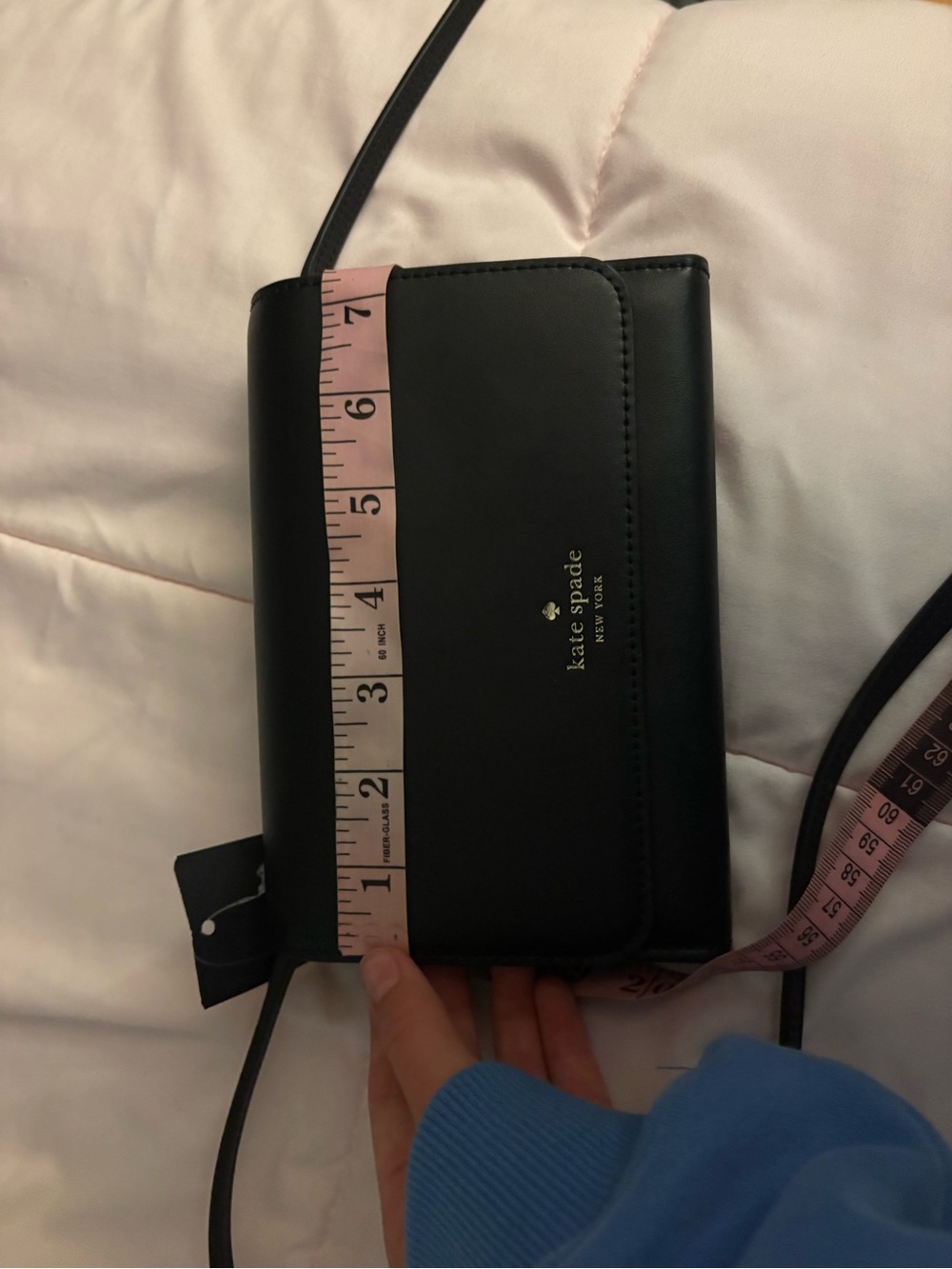 kate spade Black Leather Crossbody Purse with Gold Logo